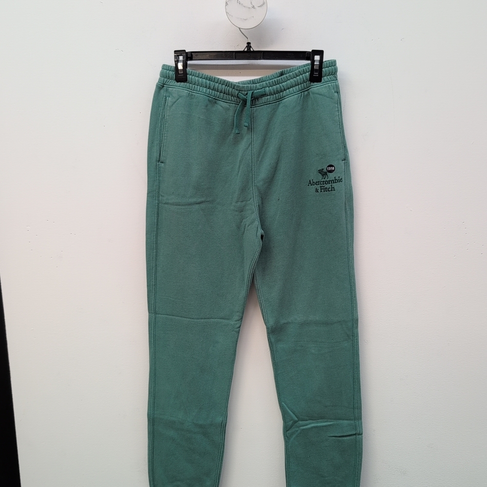 Abercrombie Kids Fleece Logo Joggers Boys Sweatpants Size 17/18 Teal Green